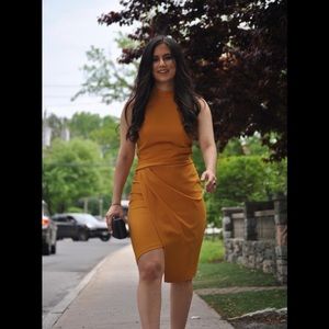 ASOS Lipsy Halter Bodycon Mustard Dress Sz 4